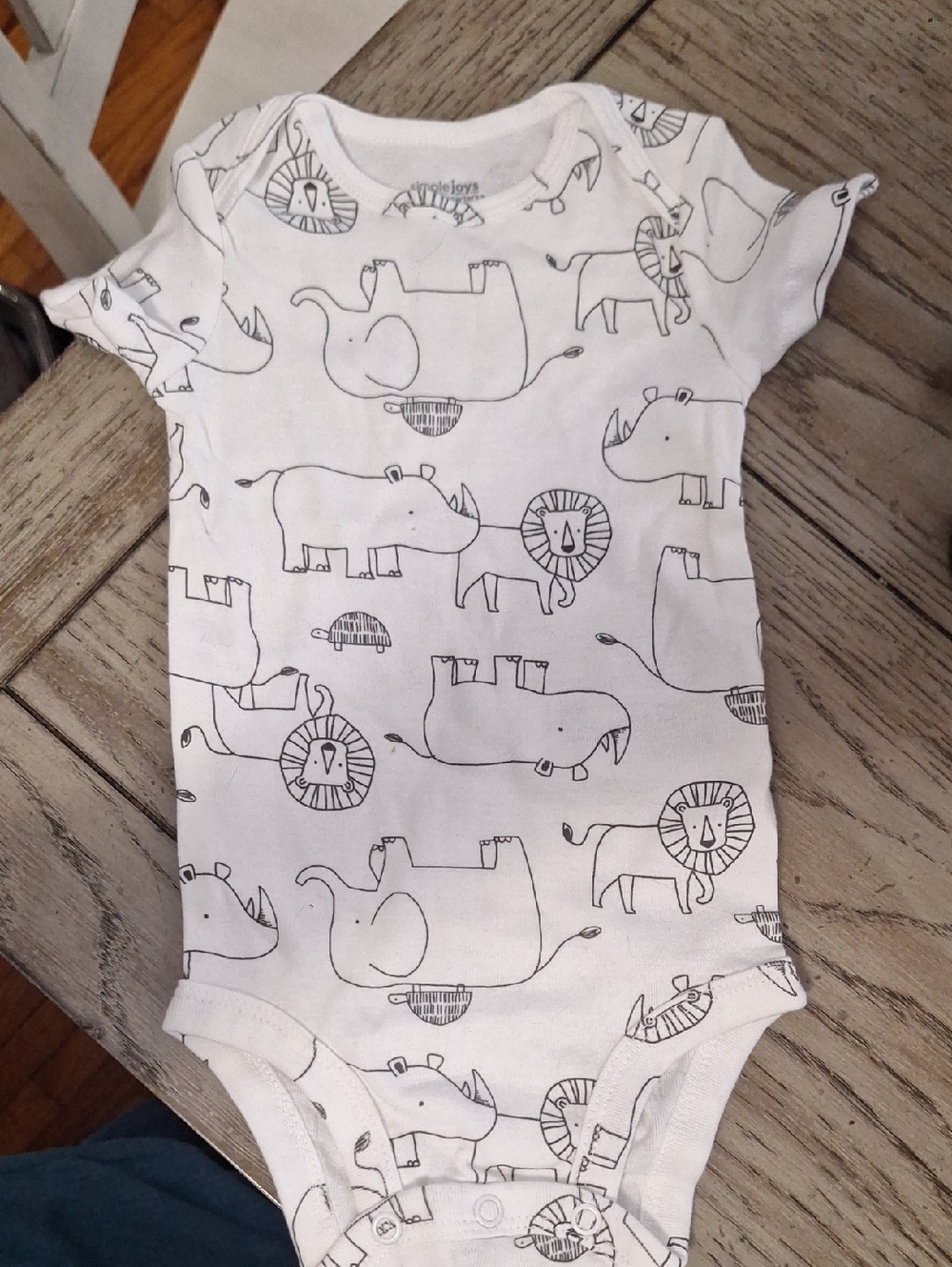 Simple Joys by Carter's White Baby One-Piece Bodysuit Black Safari Animal Print
